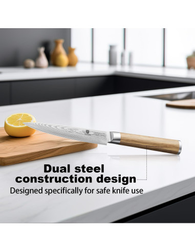 Cuchillo de Pelar BRODARK 13.97 cm Damasco Mango Madera Olivo