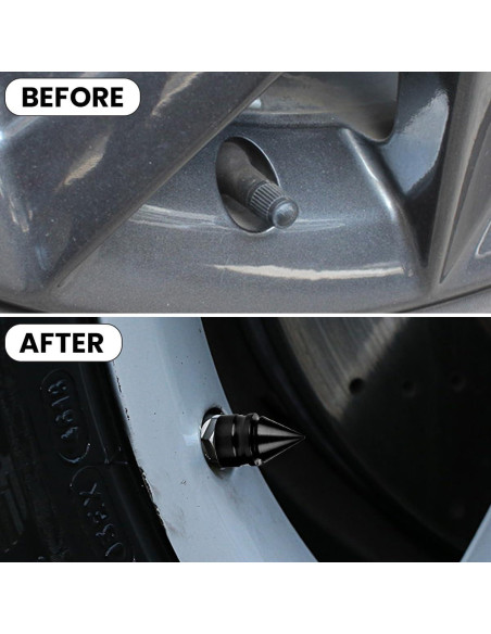 Tapas de Válvula de Neumático Osilly - Paquete de 8 Aluminio Negro