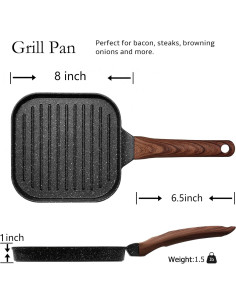 Sartén Cuadrada Antiadherente ESLITE LIFE 7" Negra para Inducción 2