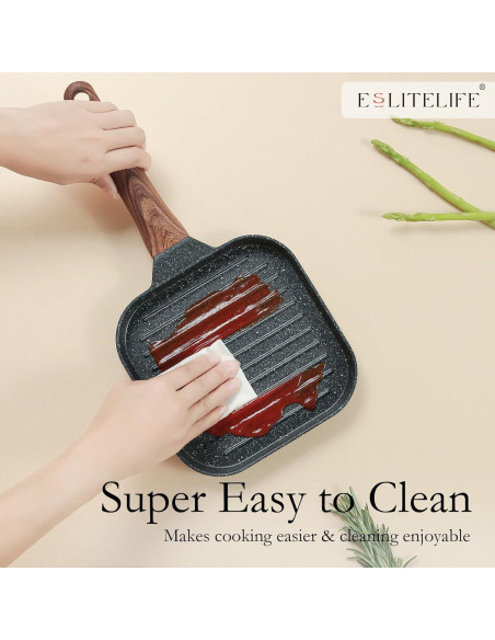 Sartén Cuadrada Antiadherente ESLITE LIFE 7" Negra para Inducción