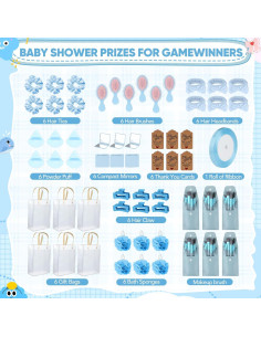 Kit de 109 Premios para Baby Shower OINETRK Azul 2