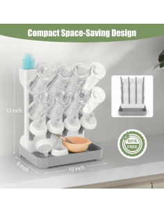 Organizador de Secado de Biberones Flysich Gris 12 Biberones 2