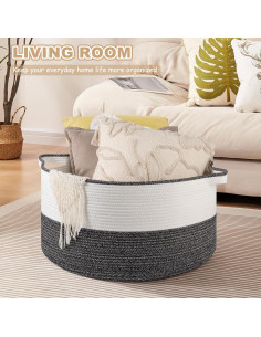 Cesta de Almacenamiento Tejida OIASKET 90L Negra 58.1x58.1x33cm 2