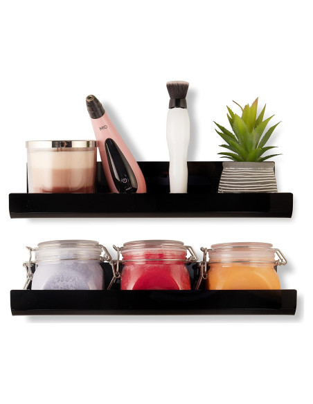 Estantes Flotantes de Acrílico Negro Dasher - Paquete de 2, 38.1 cm