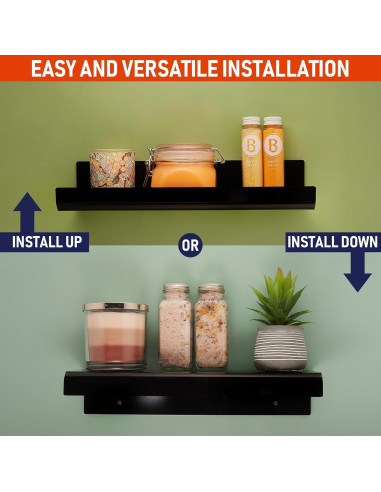 Estantes Flotantes de Acrílico Negro Dasher - Paquete de 2, 38.1 cm