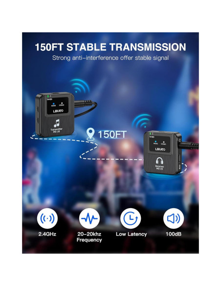 Monitor In-Ear Inalámbrico LEKATO MS-20 30H Batería OTG