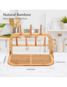 Soporte de Secado de Botellas Eforwest de Bambú Plegable 36.1cm 2