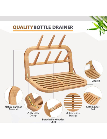 Soporte de Secado de Botellas Eforwest de Bambú Plegable 36.1cm