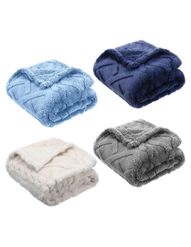 Juego de 4 Mantitas de Forro Polar VitalCozy 76x102 cm Azul