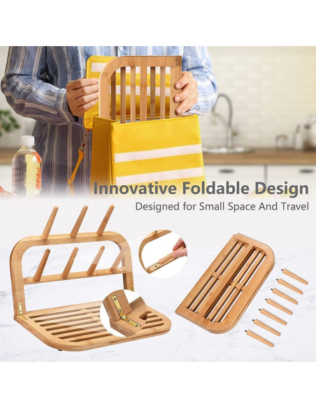 Soporte de Secado de Botellas Eforwest de Bambú Plegable 36.1cm