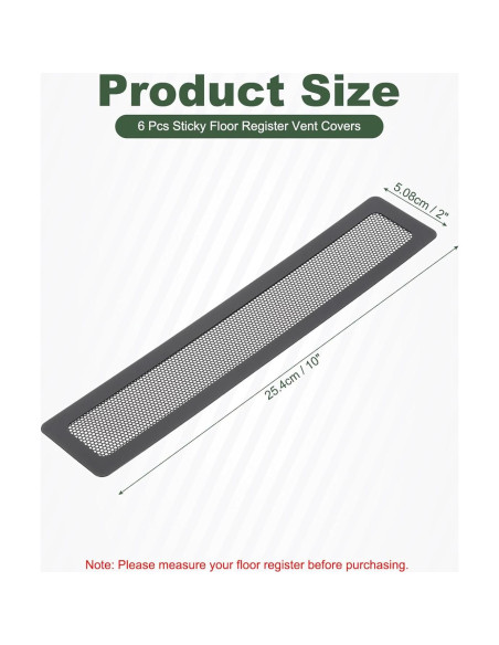 Cubiertas de Ventilación de Piso YOKIVE 6 Pcs PVC Negro 25.4x5.1cm