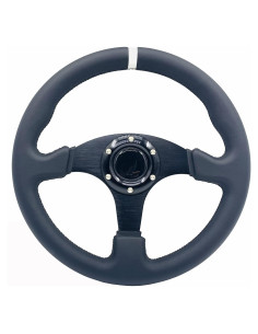 Volante de Carreras YEHICY 330mm Cuero Genuino Blanco