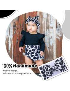 Diademas elásticas de nylon Subesty para bebés - Lazos de vaca, 3 piezas 2