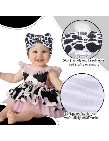 Diademas elásticas de nylon Subesty para bebés - Lazos de vaca, 3 piezas