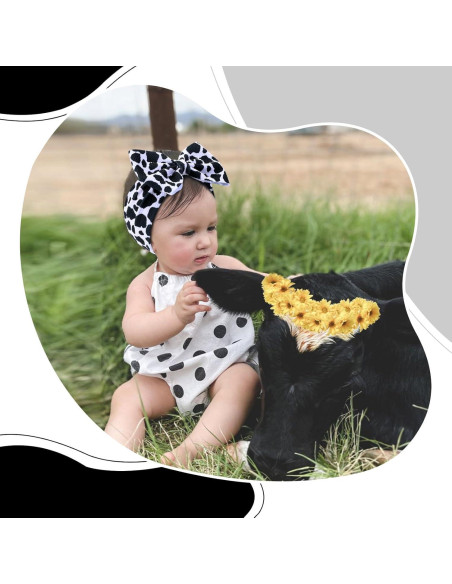 Diademas elásticas de nylon Subesty para bebés - Lazos de vaca, 3 piezas