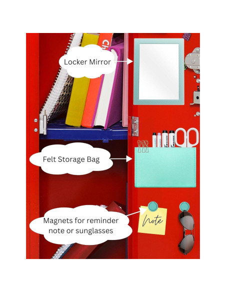 Kit Espejo Magnético para Casillero Mymazn 5 Piezas Azul