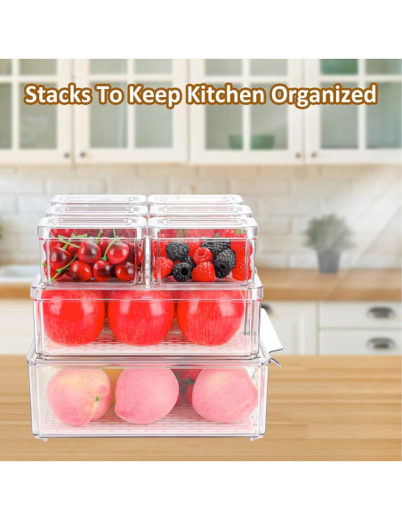 10 Contenedores Organizador Refrigerador Jiazonsong Apilables BPA