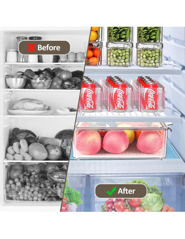 10 Contenedores Organizador Refrigerador Jiazonsong Apilables BPA