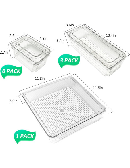 10 Contenedores Organizador Refrigerador Jiazonsong Apilables BPA