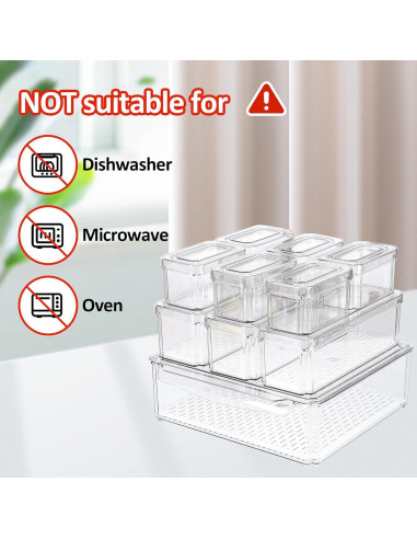 10 Contenedores Organizador Refrigerador Jiazonsong Apilables BPA