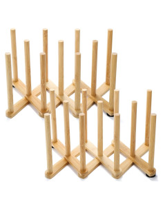 Soporte para Secar Botellas de Bambú Lawei - 2 Piezas Ajustable