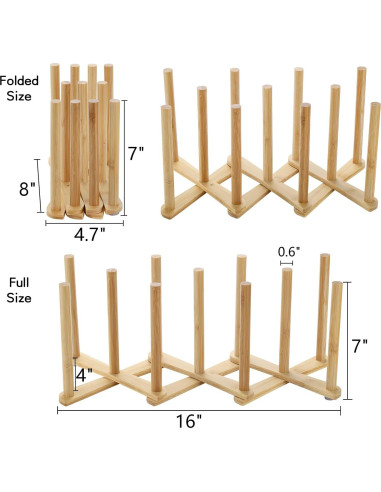 Soporte para Secar Botellas de Bambú Lawei - 2 Piezas Ajustable