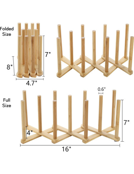 Soporte para Secar Botellas de Bambú Lawei - 2 Piezas Ajustable