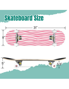 Patineta Completa UHMLTCRBOD Rosa Blanca 78.74 cm 7 Capas Arce 2