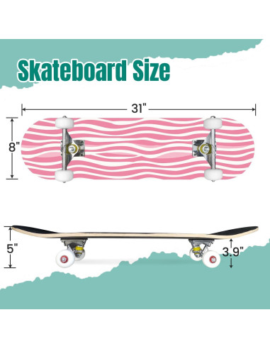 Patineta Completa UHMLTCRBOD Rosa Blanca 78.74 cm 7 Capas Arce