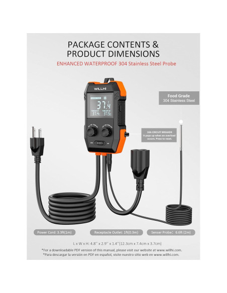 Controlador de Temperatura Digital WILLHI WH2408 1200W