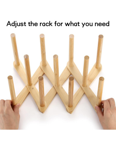 Soporte para Secar Botellas de Bambú Lawei - 2 Piezas Ajustable