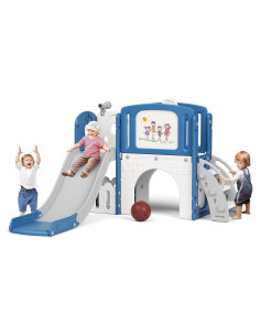 Parque Infantil 67i Azul 6 en 1 para Niños 1-3 Años con Tobogán