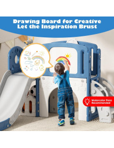 Parque Infantil 67i Azul 6 en 1 para Niños 1-3 Años con Tobogán 2