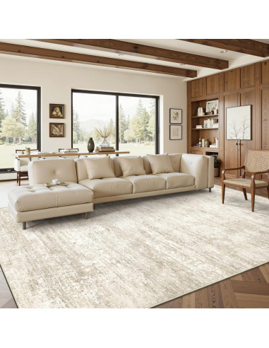 Alfombra Lavable Art&Tuft 5x7 Beige Antideslizante Microfibra