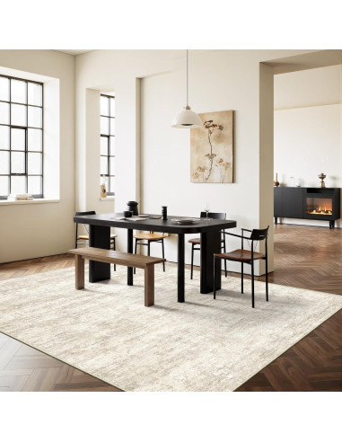 Alfombra Lavable Art&Tuft 5x7 Beige Antideslizante Microfibra