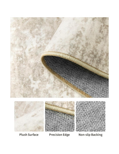 Alfombra Lavable Art&Tuft 5x7 Beige Antideslizante Microfibra