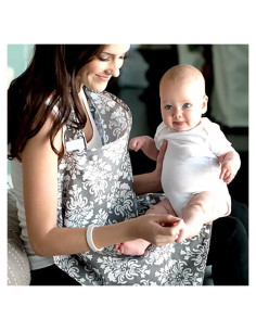 Cubierta de Lactancia Algodón Transpirable Gris 96x68 cm