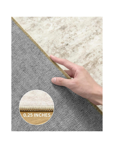 Alfombra Lavable Art&Tuft 5x7 Beige Antideslizante Microfibra