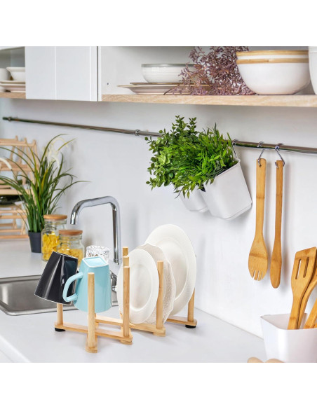 Soporte para Secar Botellas de Bambú Lawei - 2 Piezas Ajustable