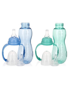 Botella Nuby Crece Conmigo 295ml Azul Verde Sin Derrames