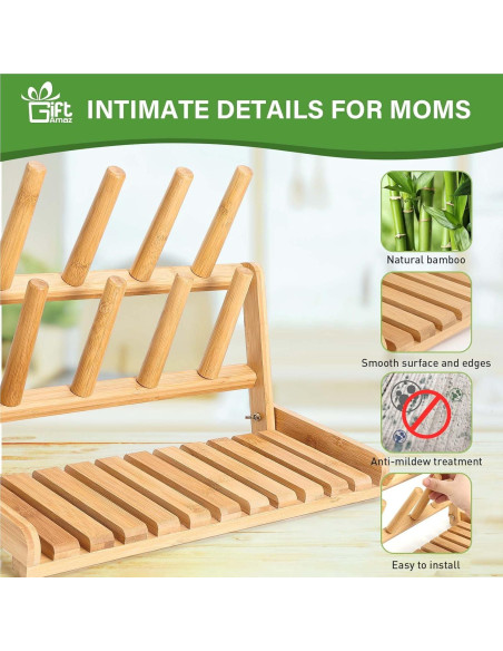 Soporte Secar Biberones Bambú GiftAmaz Plegable 17x36cm Soporte Secar Biberones Bambú GiftAmaz Plegable 17x36cm