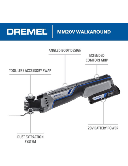 Dremel MM20V Kit Multi-Tool Oscilante Inalámbrica 20V