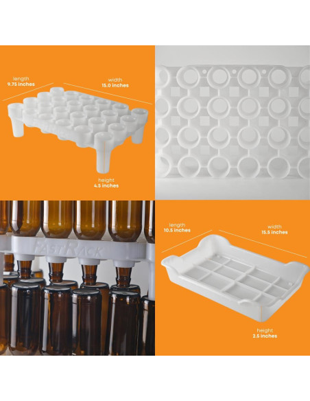 Soporte y bandeja para secar 24 botellas FastFerment - Apto lavavajillas