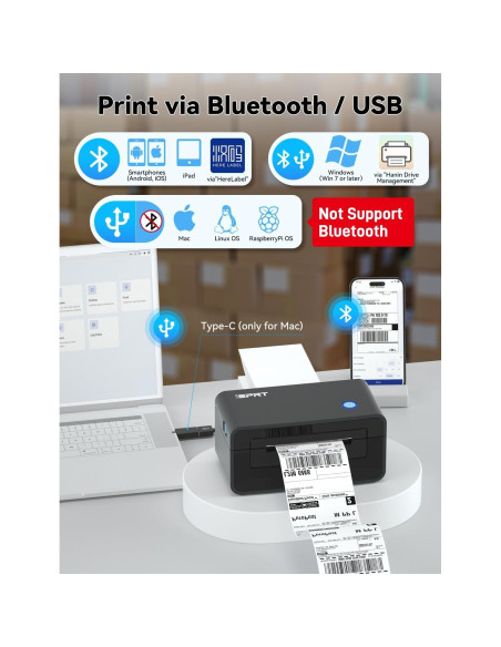 Impresora Térmica de Etiquetas iDPRT SP410BT Bluetooth 4x6