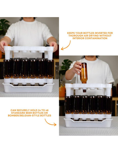 Soporte y bandeja para secar 24 botellas FastFerment - Apto lavavajillas