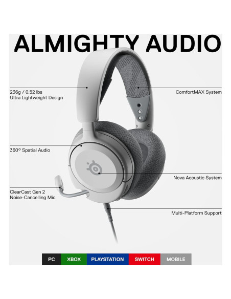 Auriculares Gaming SteelSeries Arctis Nova 1 Blanco - Audio Espacial 360