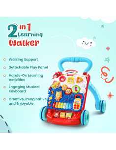 Andador para Bebé YOLAY Azul 2-en-1 con Panel de Juego 2