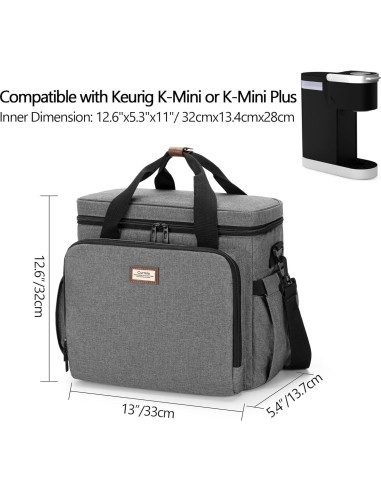 Bolsa de viaje CURMIO para cafetera Keurig K-Mini gris
