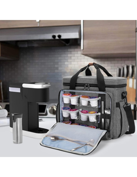 Bolsa de viaje CURMIO para cafetera Keurig K-Mini gris