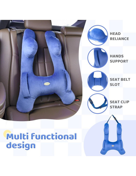 Almohada de Viaje Ergonómica FLORICH Azul para Niños y Adultos